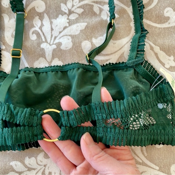 NWT Aerie Forest Green Lace Bralette and Panty Set XS XXS - Picture 7 of 12